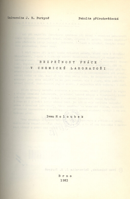 Bezpečnost práce v chemické laboratoři