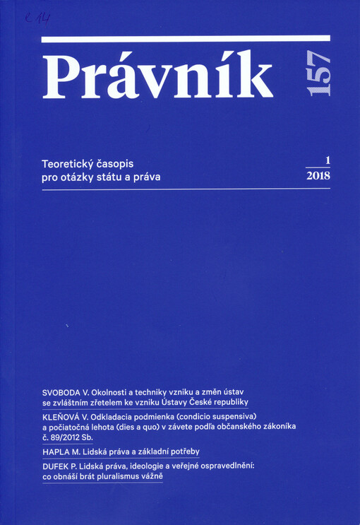 Právník : teoretický časopis pro otázky státu a práva