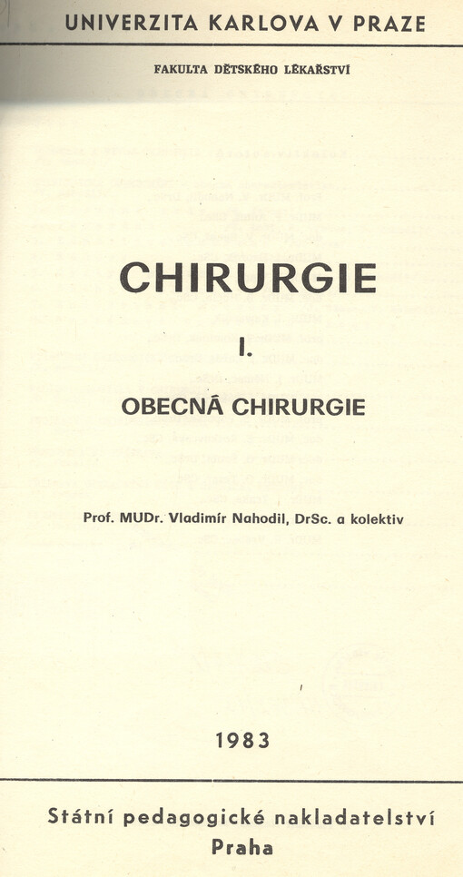 Chirurgie.[Sv.] 1,Obecná chirurgie