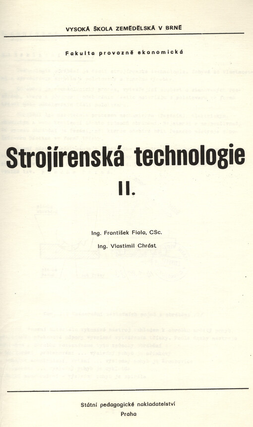 Strojírenská technologie II.