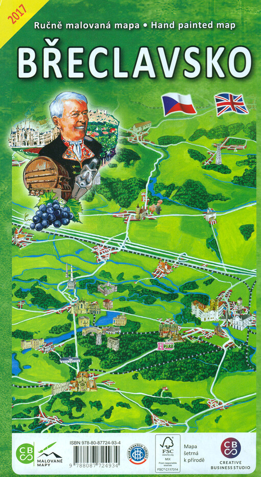 Ručně malovaná mapa Břeclavsko