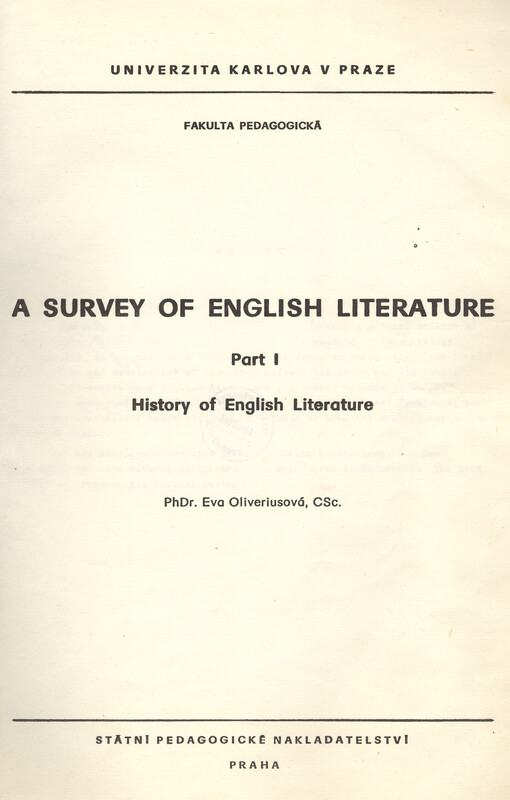 A survey of English literature.Part I,History of English literature