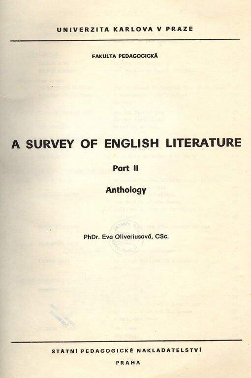 A survey of English literature. Part II, Anthology, Part 2, Anthology