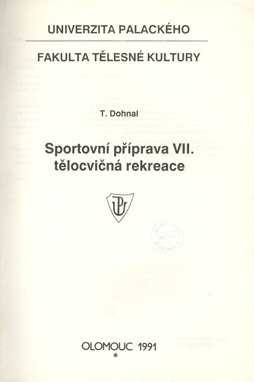 Sportovní příprava. VII. Tělocvičná rekreace