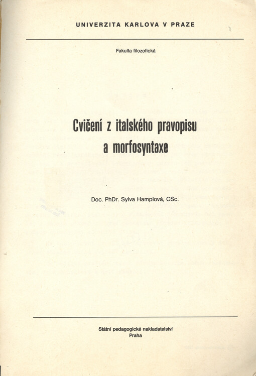 Cvičení z italského pravopisu a morfosyntaxe