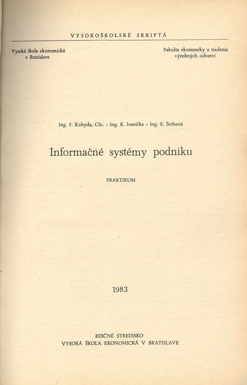 Informačné systémy podniku : praktikum