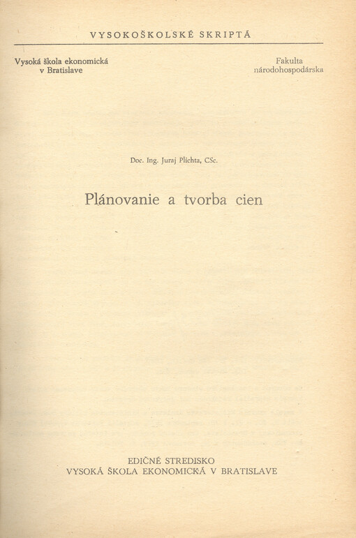 Plánovanie a tvorba cien