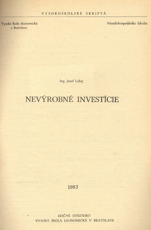 Nevýrobné investície