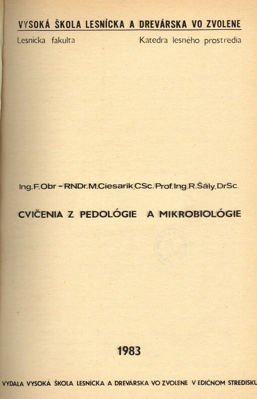 Cvičenia z pedológie a mikrobiológie