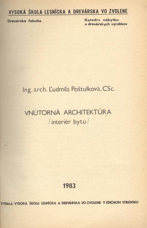 Vnútorná architektúra : interiér bytu
