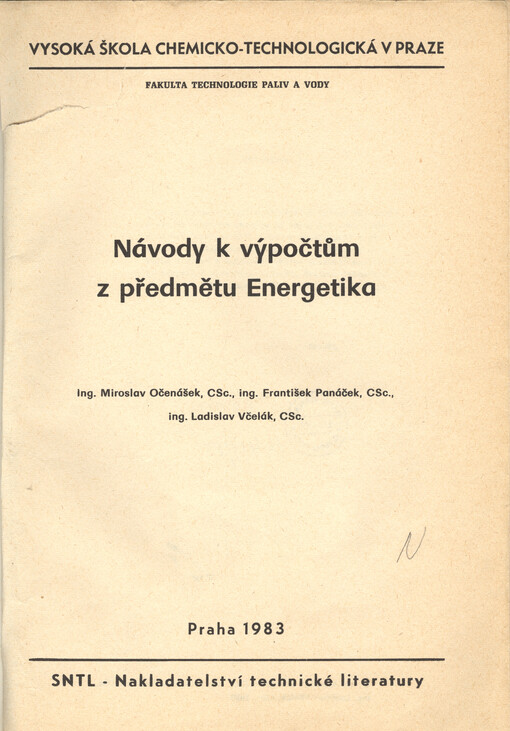 Návody k výpočtům z předmětu Energetika