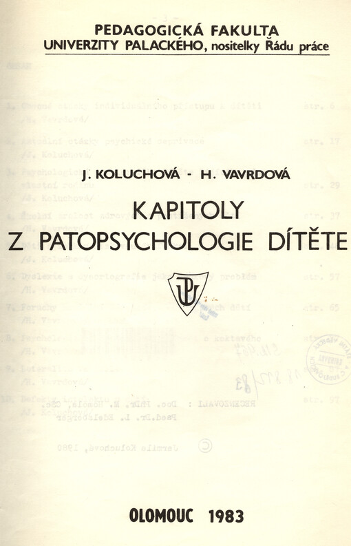 Kapitoly z patopsychologie dítěte
