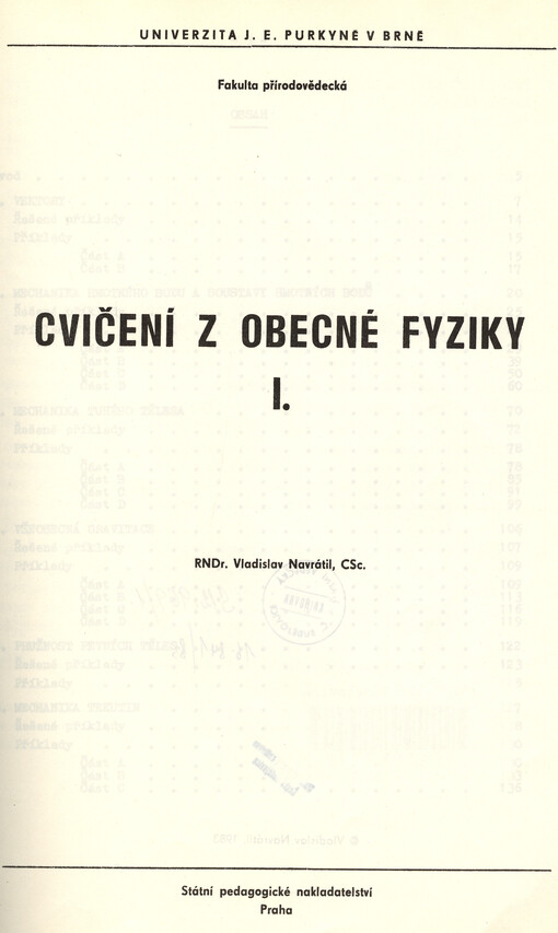 Cvičení z obecné fyziky.Díl 1