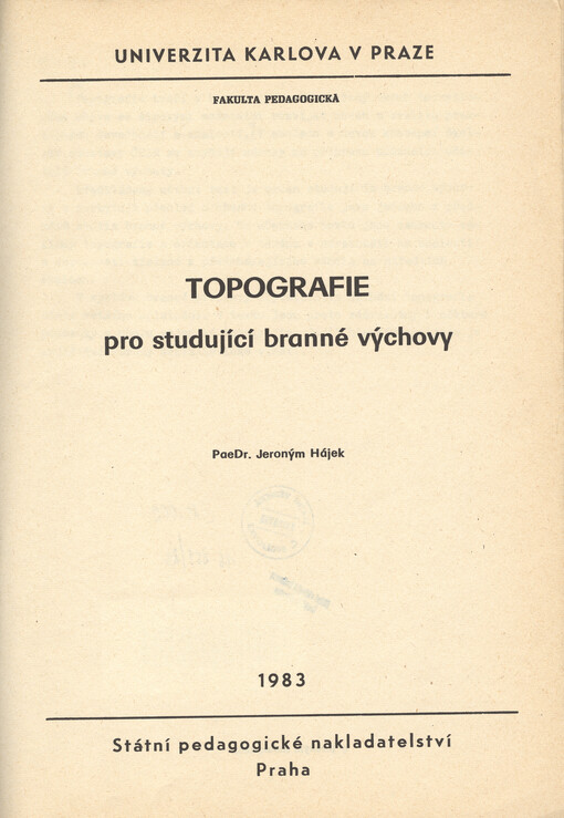 Topografie pro studující branné výchovy