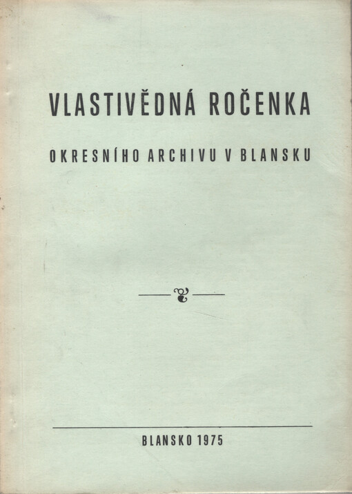 Vlastivědná ročenka Okresního archivu Blansko