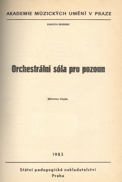 Orchestrální sóla pro pozoun