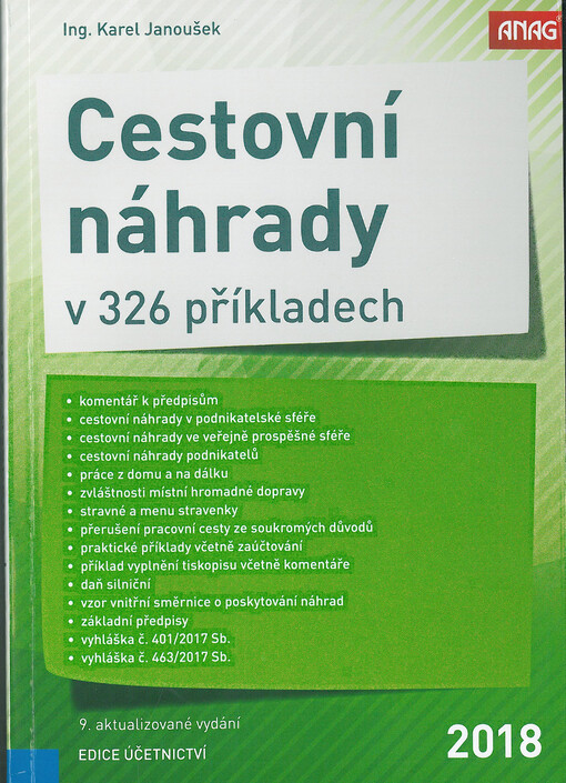 ANAG Cestovní náhrady v 326 příkladech 2018