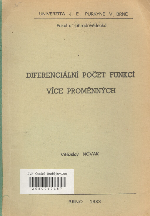 Diferenciální počet funkcí více proměnných