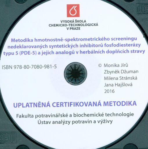 Metodika hmotnostně-spektrometrického screeningu nedeklarovaných syntetických inhibitorů fosfodiesterázy typu 5 (PDE-5) a jejich analogů v herbálních doplňcích stravy: uplatněná certifikovaná metodika