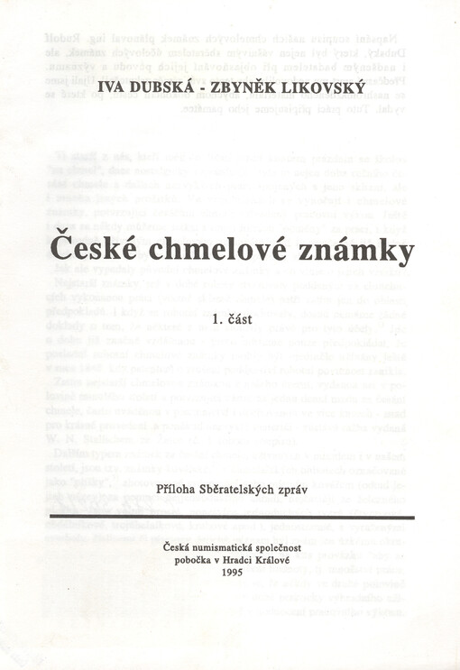 České chmelové známky. 1. část