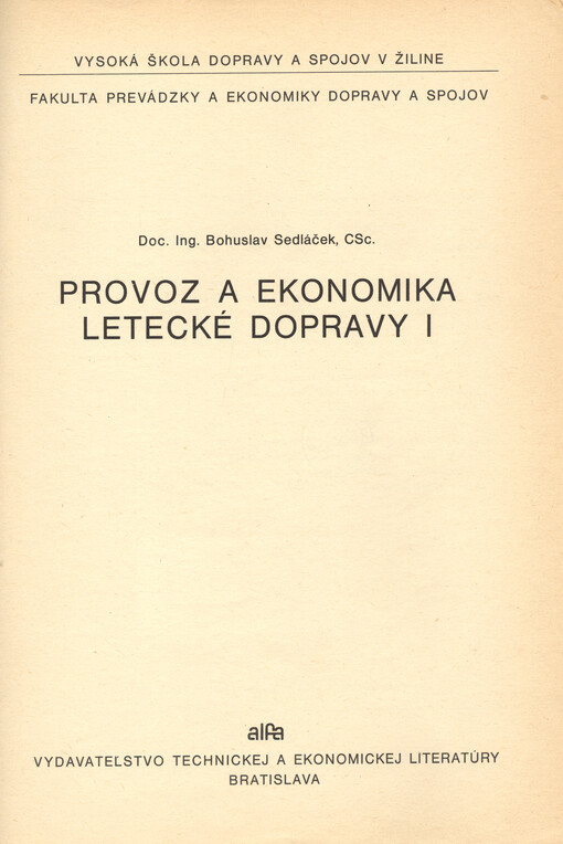 Provoz a ekonomika letecké dopravy I
