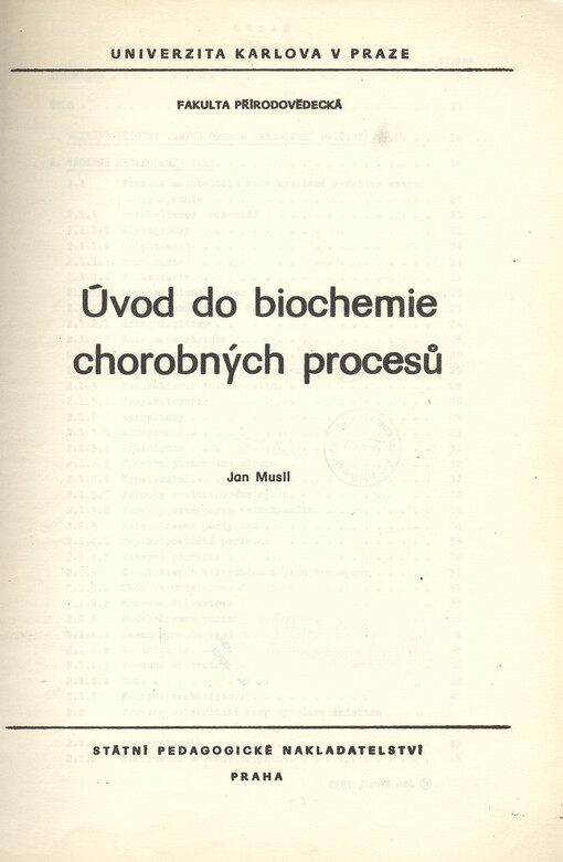 Úvod do biochemie chorobných procesů