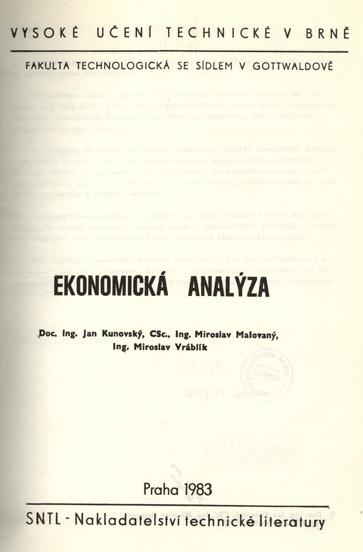 Ekonomická analýza