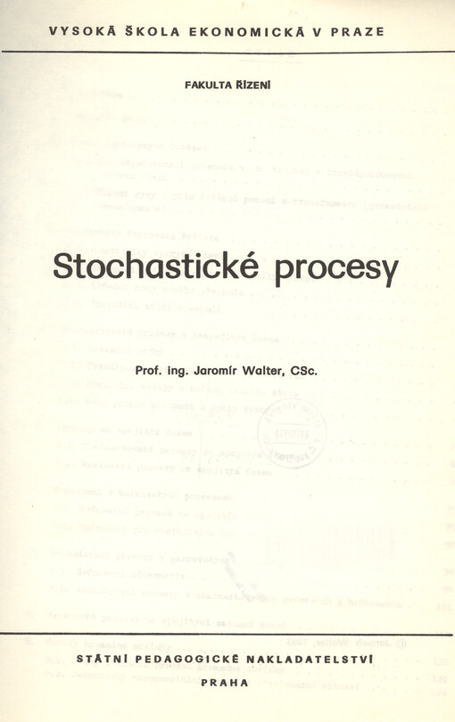 Stochastické procesy : určeno pro posl. fak. řízení