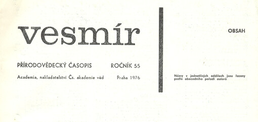 Vesmír : časopis pro šíření vědy přírodní, zeměpisné a národopisné