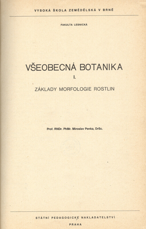 Všeobecná botanika. I., Základy morfologie rostlin