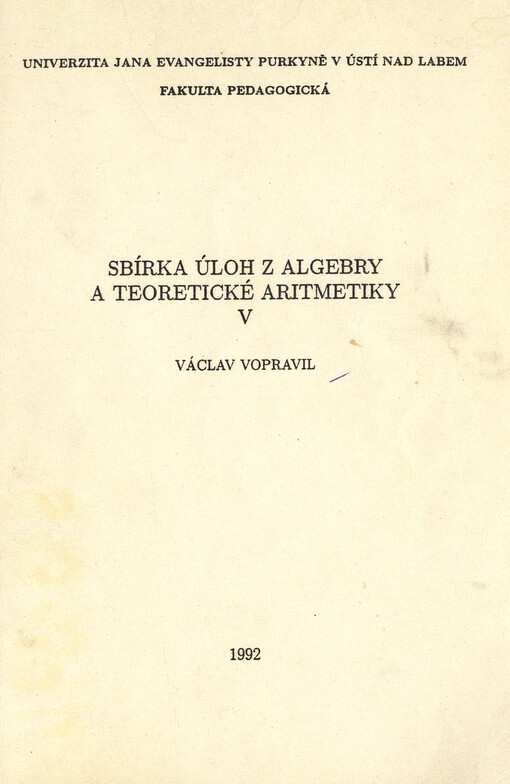 Sbírka úloh z algebry a teoretické aritmetiky V