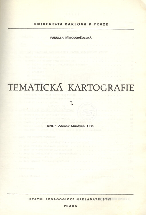 Tematická kartografie.[Díl] 1