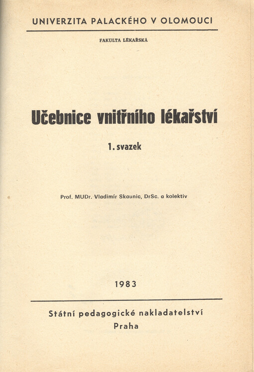 Učebnice vnitřního lékařství. 1. svazek