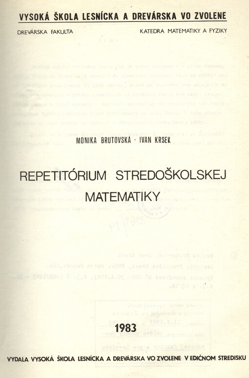Repetitórium stredoškolskej matematiky