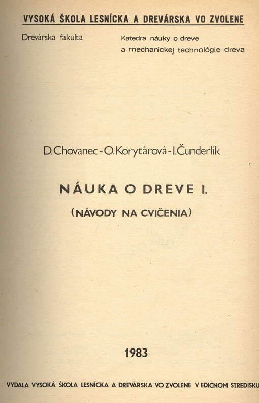 Náuka o dreve I. : návody na cvičenia