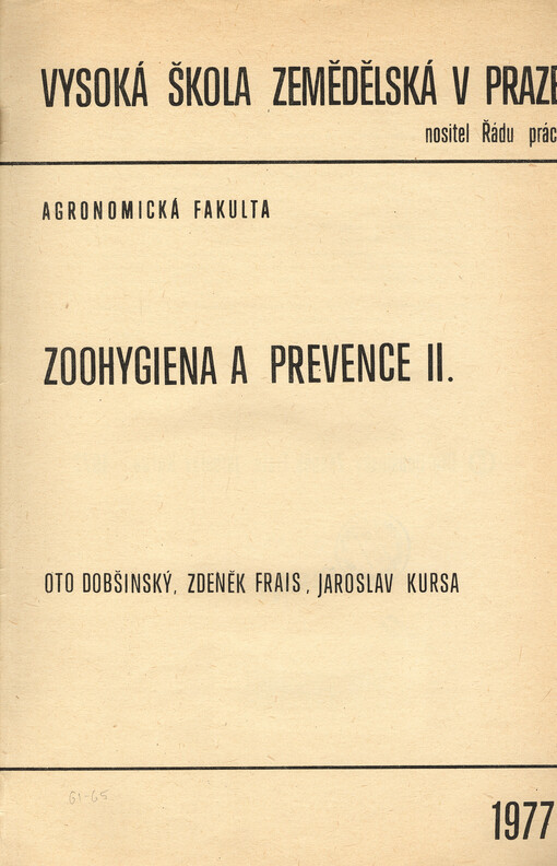 Zoohygiena a prevence. II.