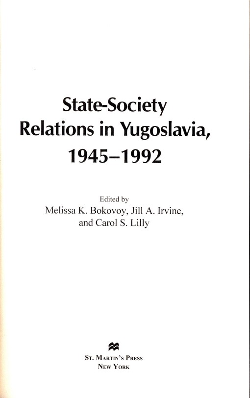 State-society relations in Yugoslavia, 1945-1992