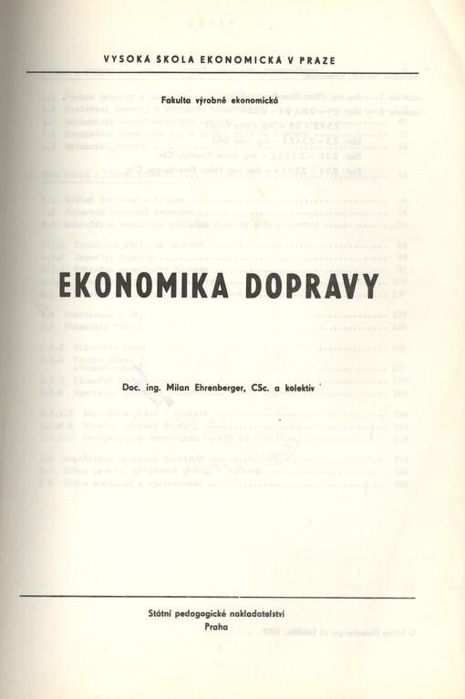 Ekonomika dopravy :určeno pro posl. fak. výrobně ekon.