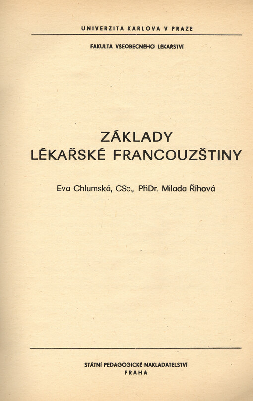 Základy lékařské francouzštiny