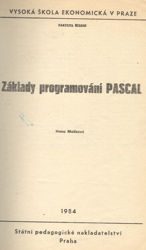 Základy programování PASCAL