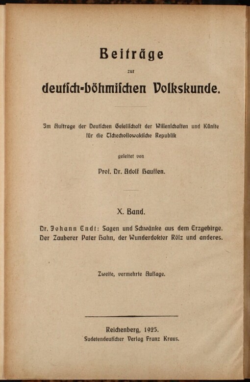 Sagen und Schwänke aus dem Erzgebirge :der Zauberer P. Hahn, der Wunderdoktor Rölz und anderes