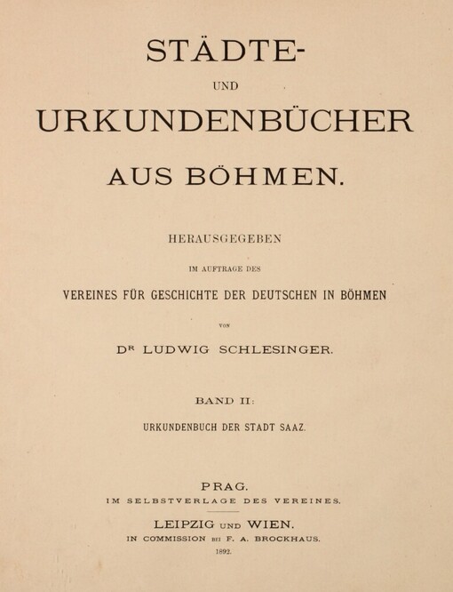 [Beiträge zur Geschichte Böhmens.Abtheilung IV],Städte- und Urkundenbücher aus Böhmen.
