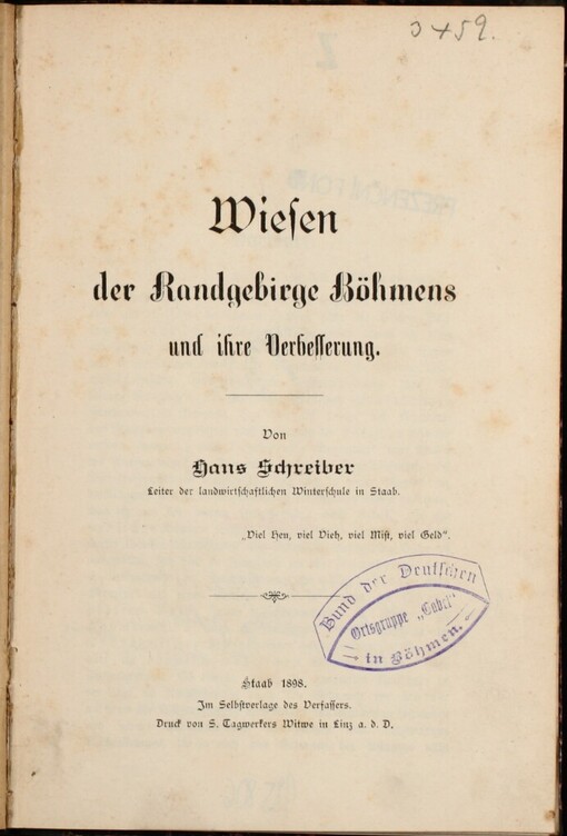 Wiesen der Randgebirge Böhmens und ihre Verbesserung