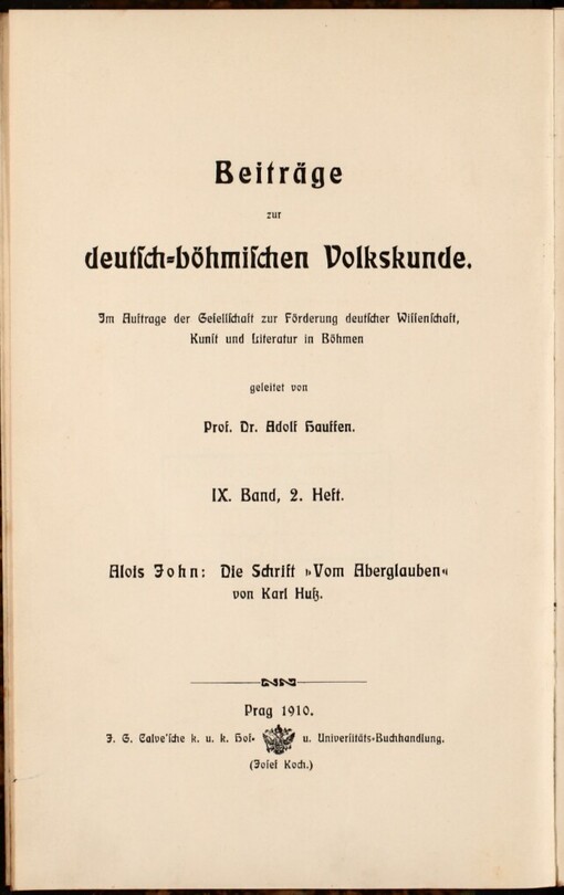 Die Schrift Vom Aberglauben von Karl Huss