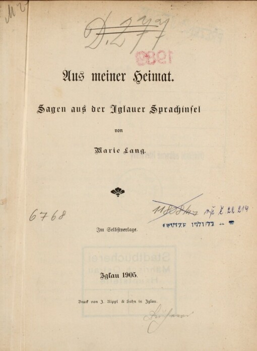 Aus meiner Heimat :Sagen aus der Iglauer Sprachinsel