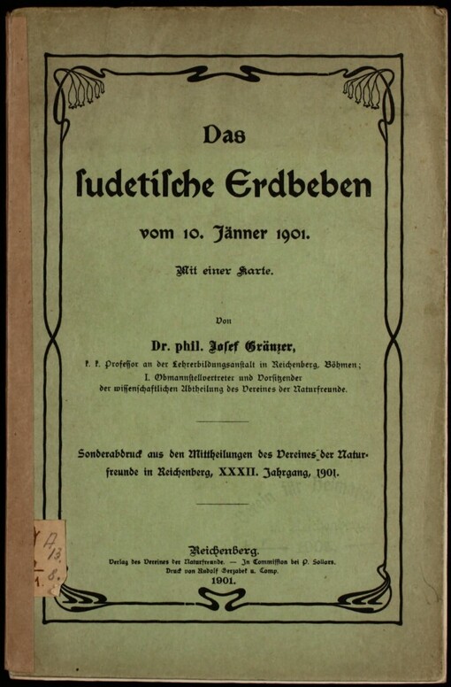 Das sudetische Erdbeben vom 10. Jänner 1901