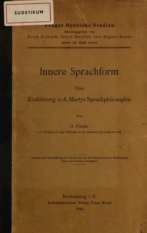 Innere Sprachform :eine Einführung in A. Martys Sprachphilosophie