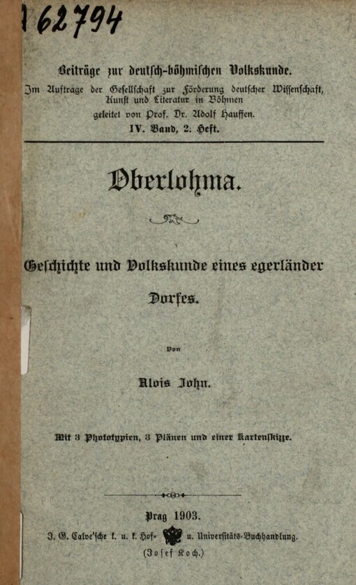 Oberlohma :Geschichte und Volkskunde eines egerländer Dorfes