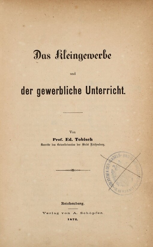 Das kleingewerbe und der gewerbliche Unterricht