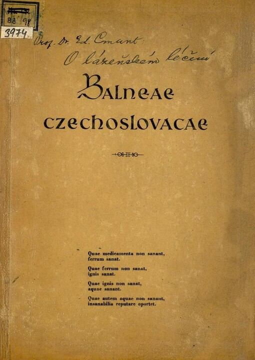 Balneae czechoslovacae ... :[O lázeňském léčení